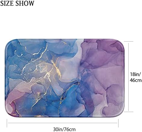 Britimes Blue Purple Bath Mat with Marble Texture