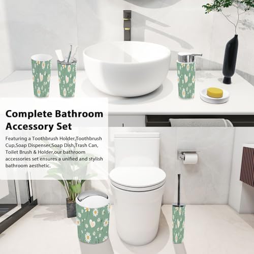 Boho Daisy Flower Bathroom Accessory Set 6 Piece