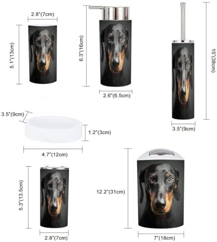 Boho Dog Portrait Bathroom Accessory Set 6 Piece