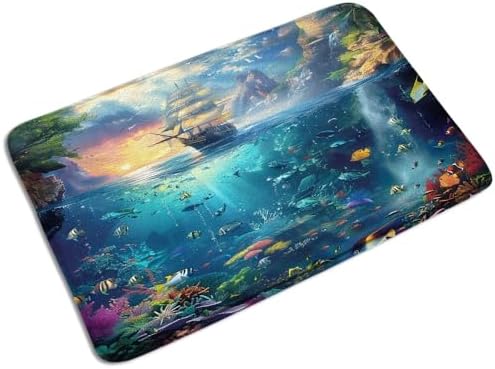 Ocean Bath Mat with Tropical Fish Design 236 x 157 Inch