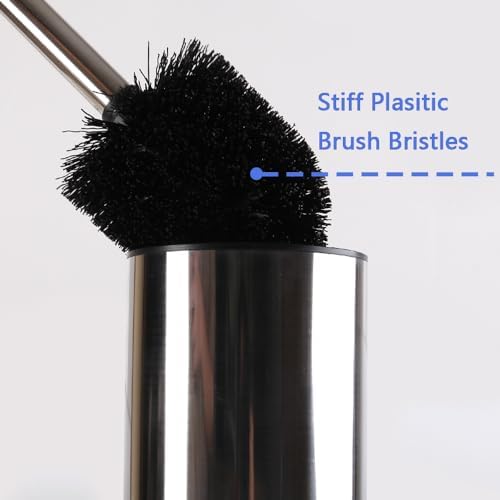 Loyled Toilet Brush with Holder 360 Deep Clean Anti-Drip Stainless Steel