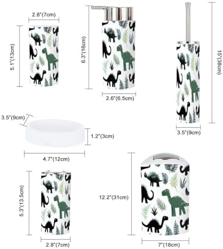 Boho Grunge Dinosaur Silhouette Bathroom Accessories Set 6 Piece