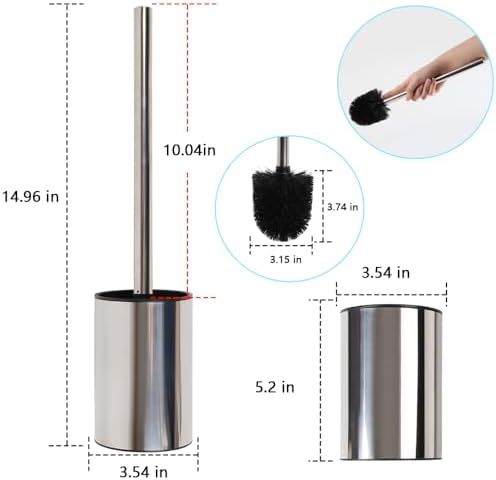 Loyled Toilet Brush with Holder 360 Deep Clean Anti-Drip Stainless Steel