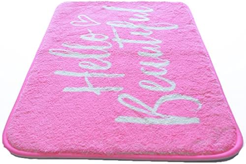 Planzo Hello Beautiful Bath Plush Rug 24x16 Pink