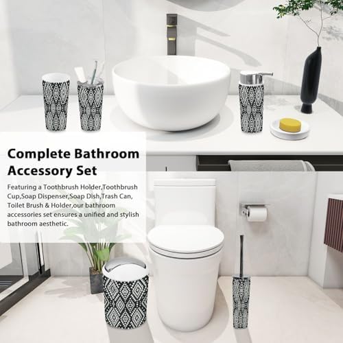 Bathroom Accessory Set 6 Piece Boho Design