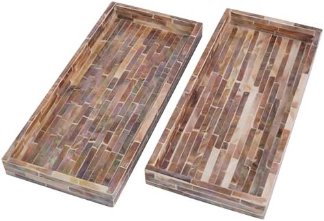 PEMAR Mother of Pearl Vanity Tray Set of 2