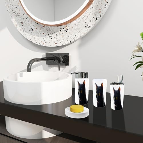 Boho Cat Silhouette Bathroom Accessories Set 6 Piece