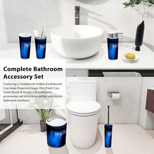 Boho Falls Bathroom Accessory Set 6 Piece Blue Light Rainbows