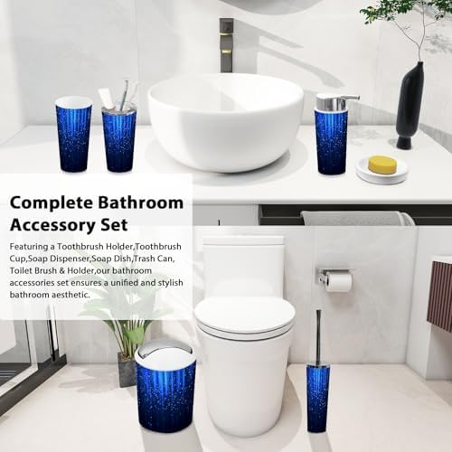 Boho Blue Bathroom Accessory Set 6 Piece