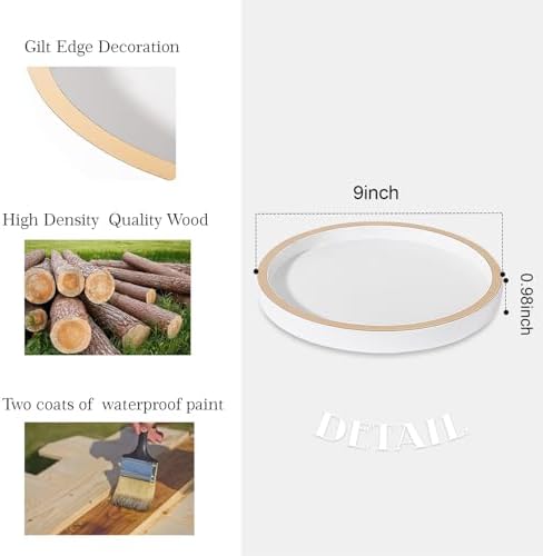 Bathroom Counter Tray 9 Inch White Wooden Decor