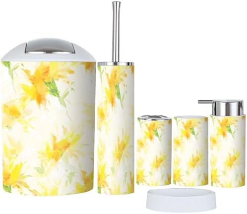 Boho Summer Sunflower Bathroom Accessory Set 6 Piece