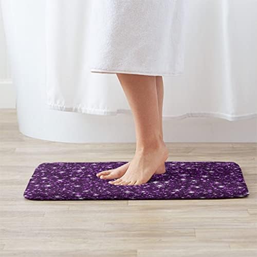 MZERSE Quick Dry Bath Mat with Dark Purple Glitter Pattern
