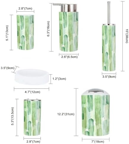 Boho Bamboo Bathroom Accessory Set 6 Piece