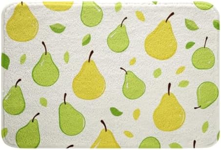 Erosebridal Green Yellow Pear Bath Mat Cartoon Print