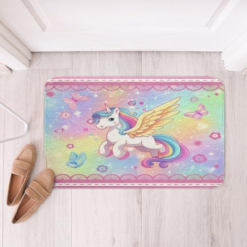 Feelyou Pretty Unicorn Soft Fleece Bath Rug 16x24 Inch