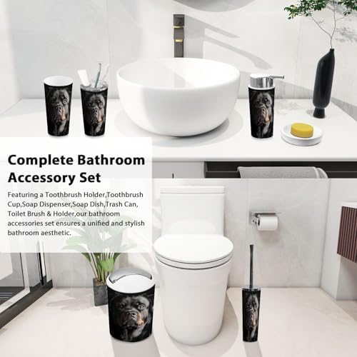 Boho Rottweiler Bathroom Accessory Set 6 Piece