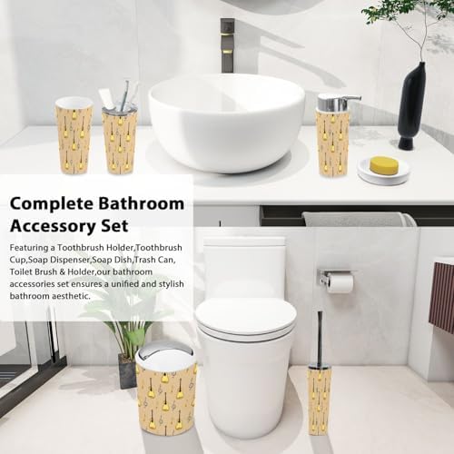TRANQDEHOM 6-Piece Boho Musical Bathroom Accessory Set