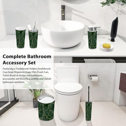 TRANQDEHOM Boho Green Bathroom Accessory Set 6 Piece