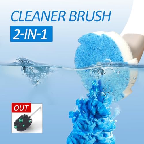 Disposable Toilet Brush Refills 32 Pcs - Compact Blue Scrubber Heads