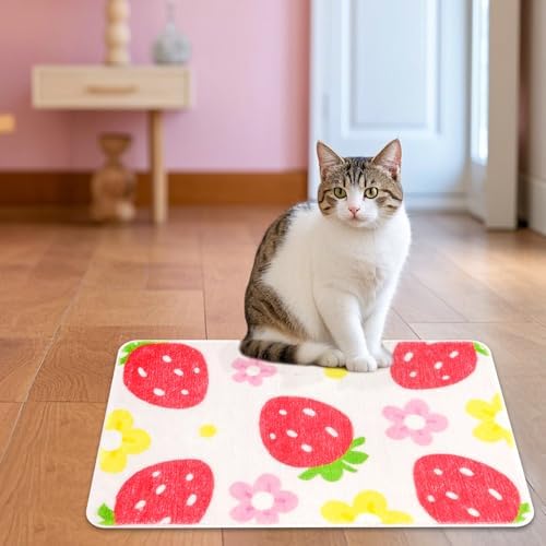 FEBSNOW Strawberry Flower Bath Mat Non-Slip 2756x165 Inch 1