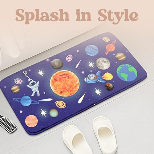 Khelo Kids Space Bath Mat - 17x24 Inch Astronaut Solar System Rug