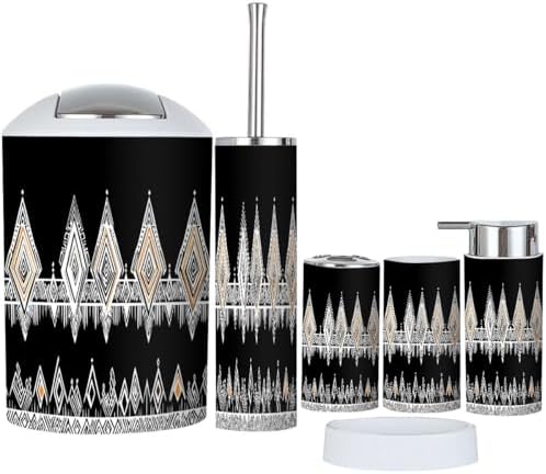 Boho Bathroom Accessory Set 6 Piece Modern Design