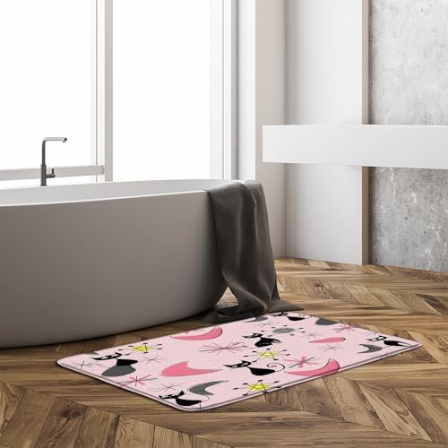 GCTNBJL Mid Century Bath Mat with Retro Design