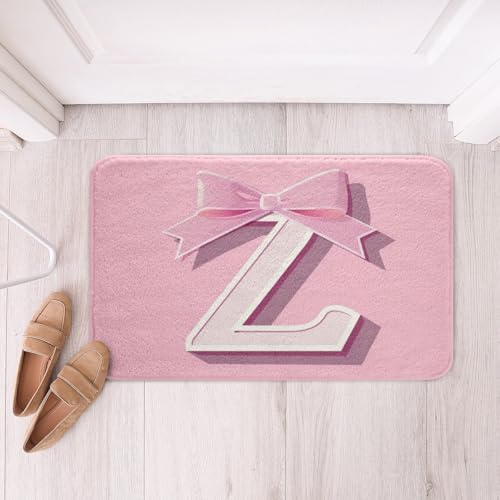 jejeloiu Dreamy Bow Bath Mats for Bathroom Initial Letter Z