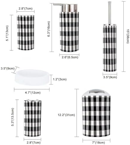 Boho Tartan Bathroom Accessory Set 6 Piece