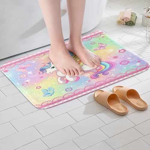 Feelyou Pretty Unicorn Soft Fleece Bath Rug 16x24 Inch