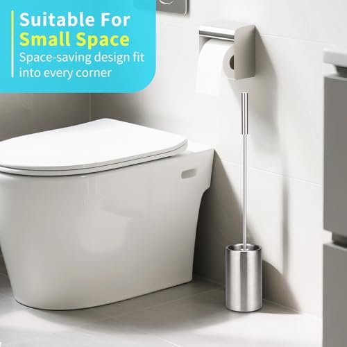 Stainless Steel Toilet Brush Set with 2 Heads and Holder 1