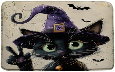 Halloween Cat Bath Mat 16x24 Inch Memory Foam