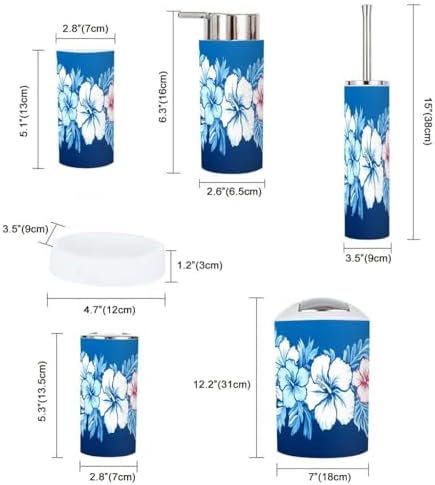 Boho Hibiscus Bathroom Accessory Set 6 Piece 1