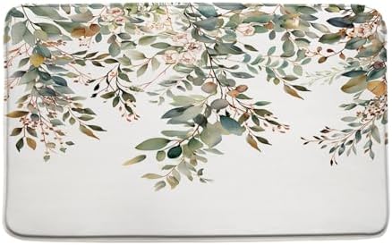 GCTNBJL Sage Green Leaves Bath Mat 16x24 Inch