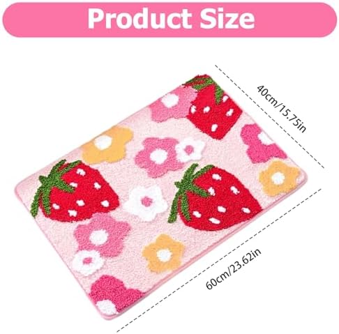 Eioflia 16x24 Non-Slip Strawberry Bath Mat