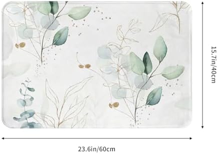 Boho Leaf Bath Mat 16x24in Non-Slip Absorbent Rug