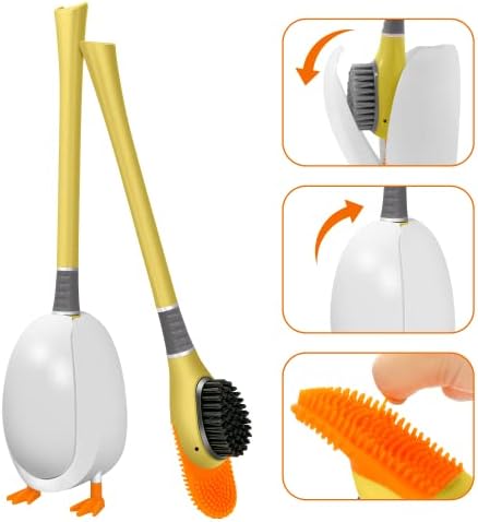 PandaFairy Silicone Toilet Brush Plunger Set Kawaii Duck Design Yellow