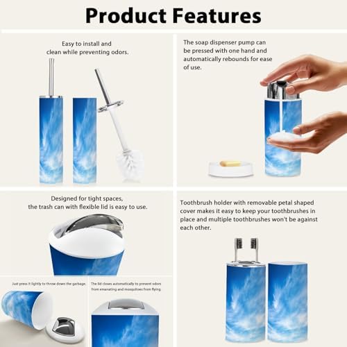 Boho Clouds Bathroom Accessory Set 6 Piece