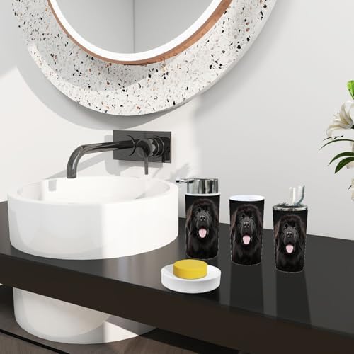 TRANQDEHOM 6-Piece Bathroom Accessory Set with Dog Portrait