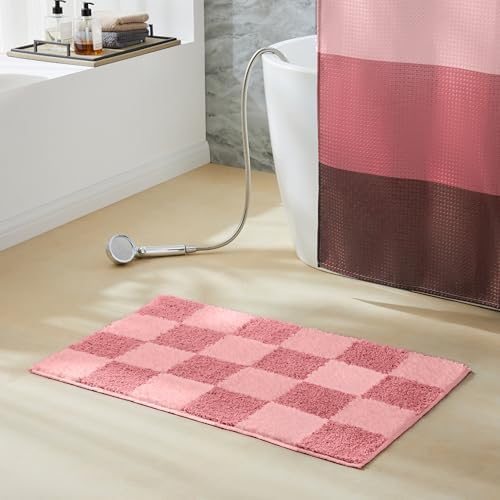 Ohocut Luxury Microfiber Checkered Bath Rug 32x20