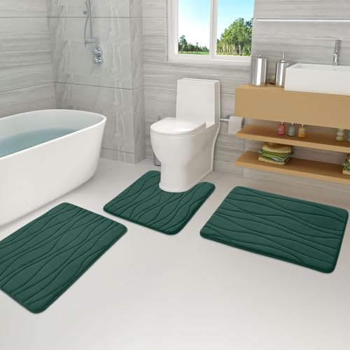 Buganda Memory Foam Bath Rug 24x16 Dark Green