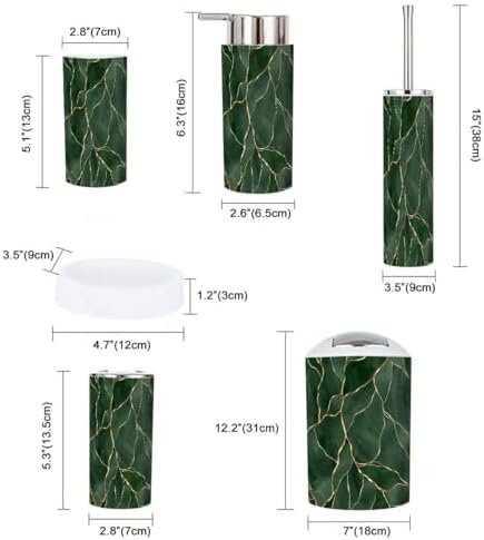 TRANQDEHOM Boho Green Bathroom Accessory Set 6 Piece