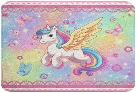 Feelyou Pretty Unicorn Soft Fleece Bath Rug 16x24 Inch
