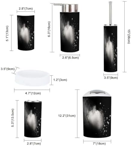 Boho Bathroom Accessories Set 6 Piece Black Stone