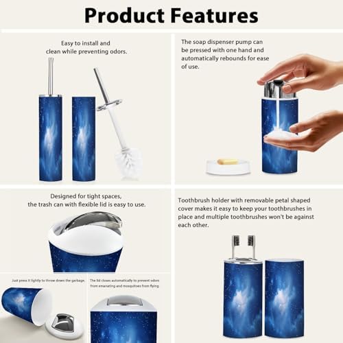 TRANQDEHOM 6 Piece Boho Stars Bathroom Accessory Set