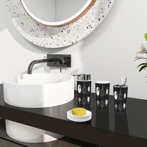 Boho Bathroom Accessory Set 6 Piece Black