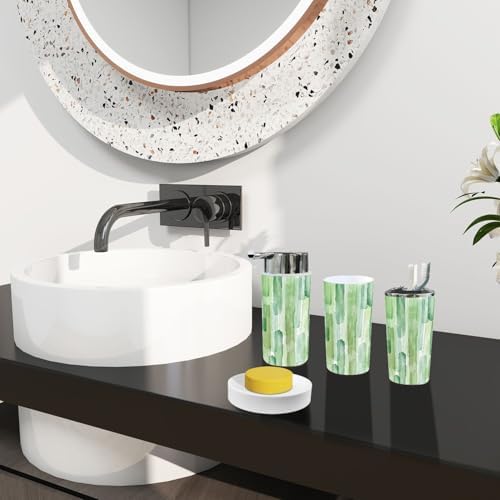 Boho Bamboo Bathroom Accessory Set 6 Piece