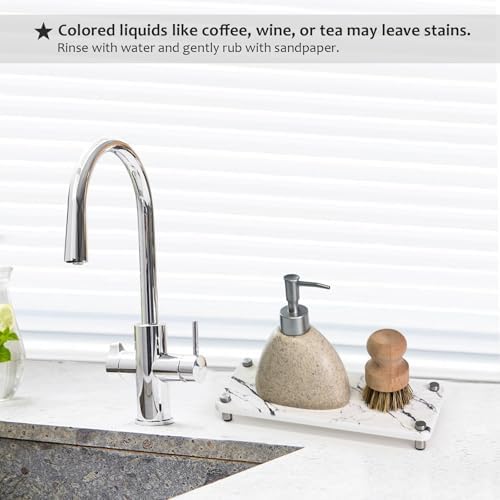 Stone Sink Caddy with Marble Pattern Diatomaceous Earth Tray for Kitchen Bathroom
