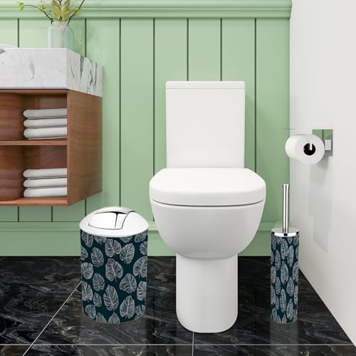 Boho White Monstera Leaf Bathroom Accessory Set 6 Piece