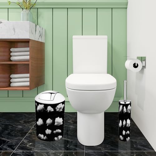 Boho Bathroom Accessory Set 6 Piece Clouds Black 1